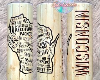 Custom Wisconsin Tumbler | Rustic Wisconsin Cup | Wisconsin Gift | Loves Wisconsin Vacation | Wisconsin Pride | Wisconsin Travel Mug |