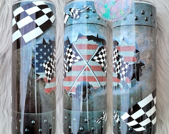 Checkered Flag Cup | Racing Tumbler | Racing Cup | Auto Racing | Loves Racing | Custom Racing Gift | Race Flag Cup | Racecar Cup