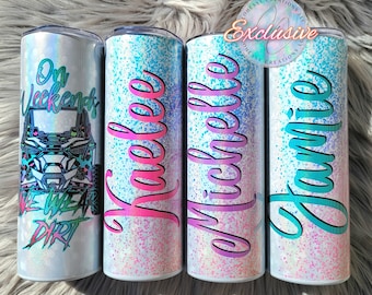 Female SXS Tumbler | Four Wheeling Cup | Messy Bun ATV | Custom SXS | Mud and Mascara | Personalized Sxs | Off Road Girl | Side by Side