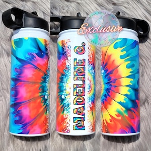 Tie Dye Water Bottle | Colorful Tie Dye Gift | Rainbow Tumbler | Custom Tie Dye Travel Mug | Personalized Tie Dye Tumbler | Loves Tie Dye |