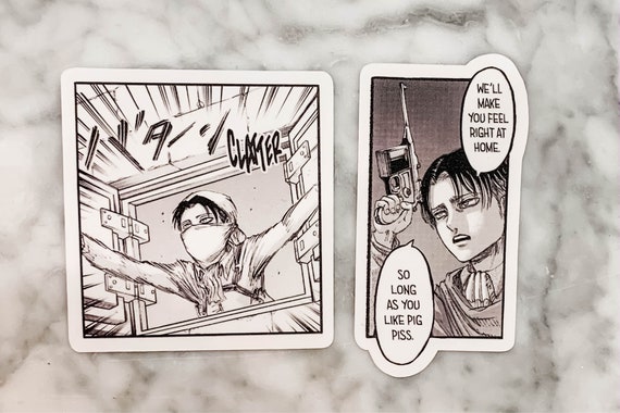 Levi Ackerman Sticker| Attack on Titan AOT | Manga Style | Cleaning Levi Pig Piss| Vinyl