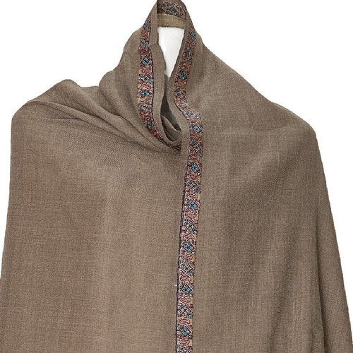 Pakistani pashmina shawl, extremely soft feel wrap, fine fabric with floral embroidery, ideal shops for all seasons, giftable