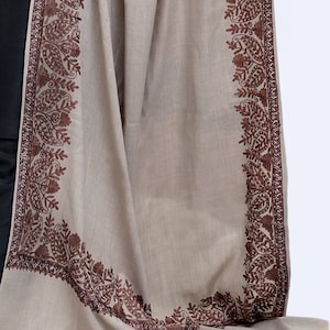 Pakistani Pashmina Shawl: Floral Embroidered Cashmere Blend Wrap