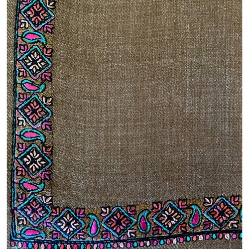 Pakistani pashmina shawl, extremely soft feel wrap, fine fabric with floral embroidery, ideal shops for all seasons, giftable