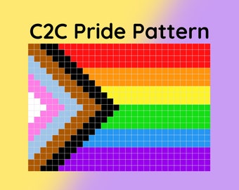 Progress Pride Flag C2C Crochet Pattern | Corner to Corner | LGBTQ | LGBTQ Pride | Digital Crochet Pattern