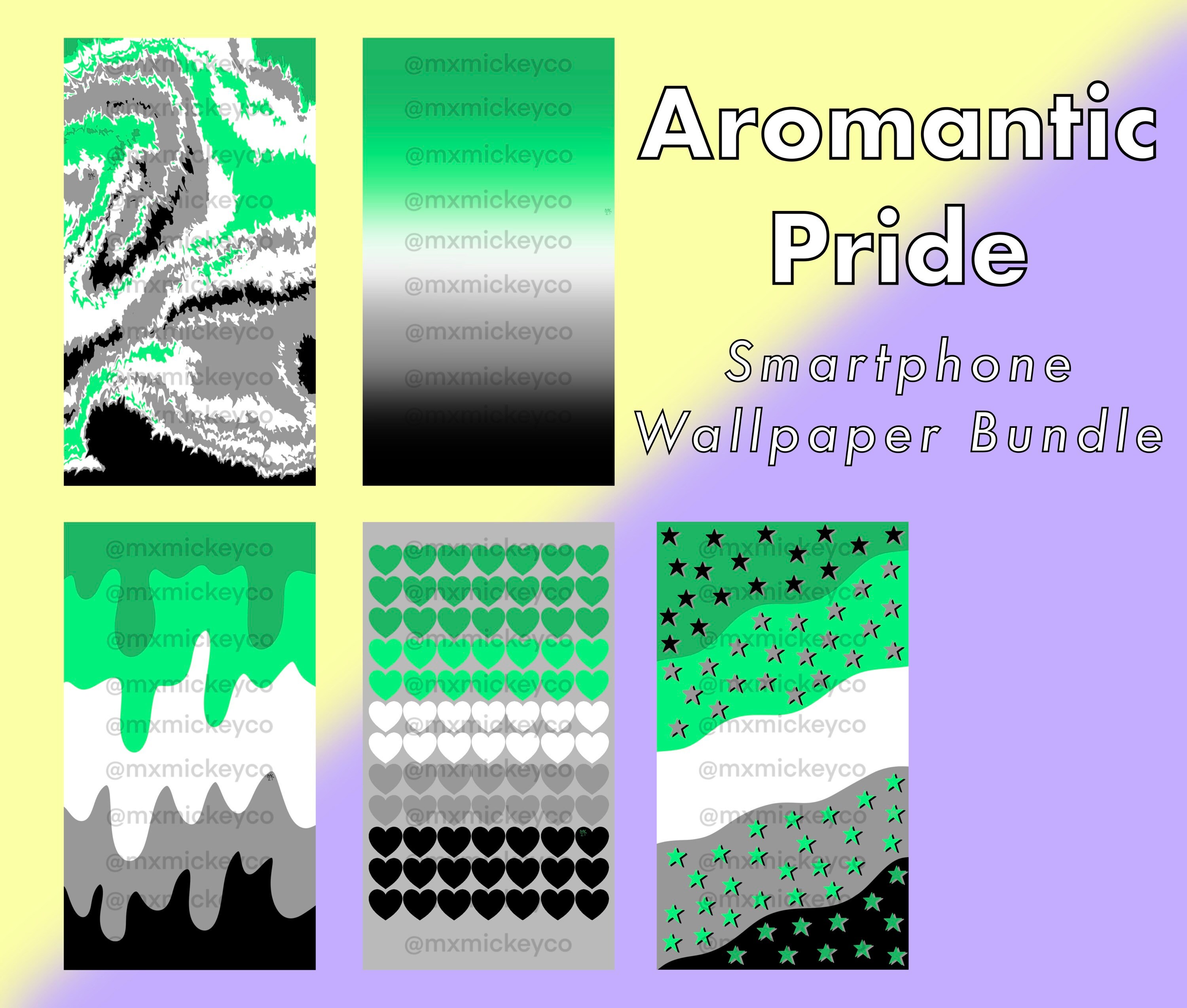 Aromantic Pride Smartphone Wallpaper Bundle / 5 Fondos de | Etsy