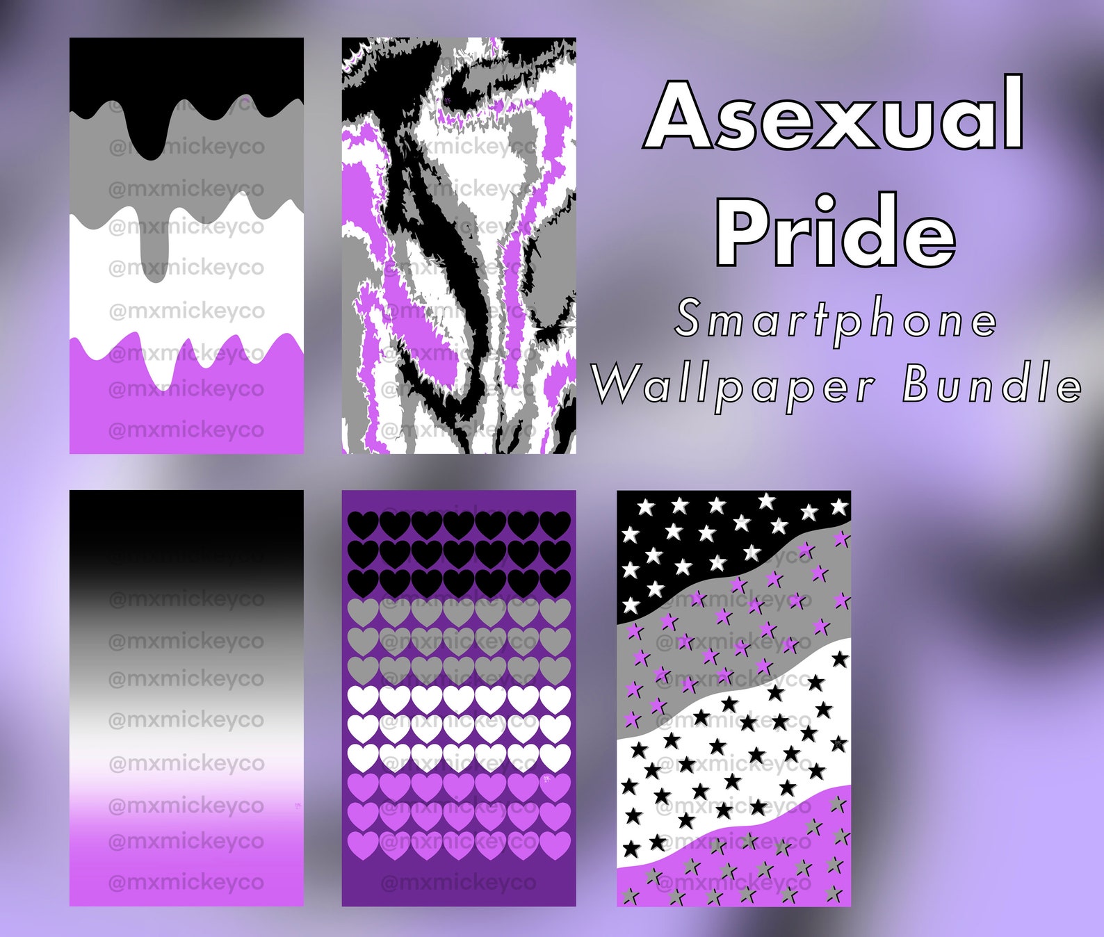 Asexual Pride Smartphone Wallpaper Bundle 5 Wallpapers for | Etsy