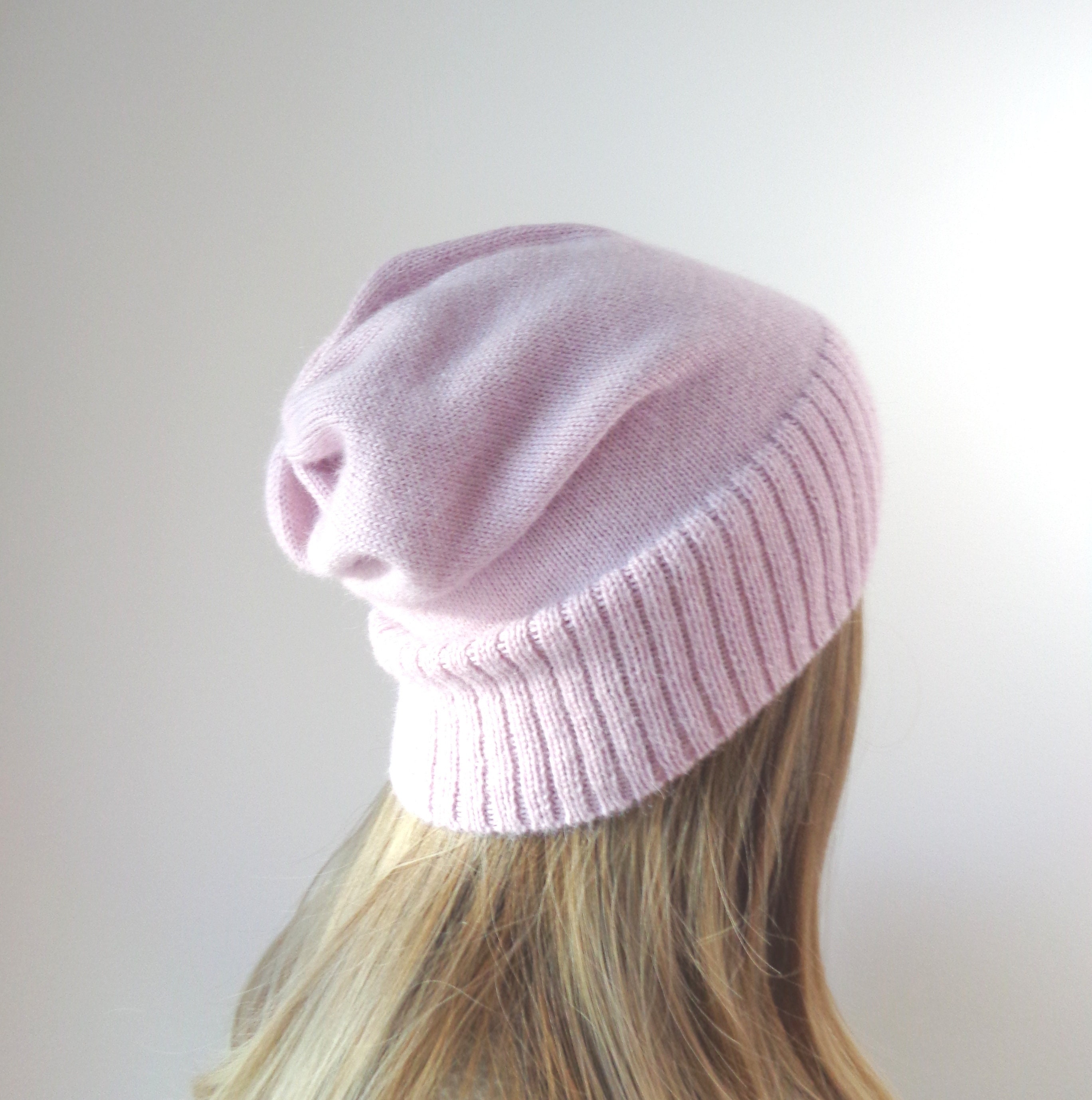 Alpaca Slouchy Beanie Hat Light Pink 