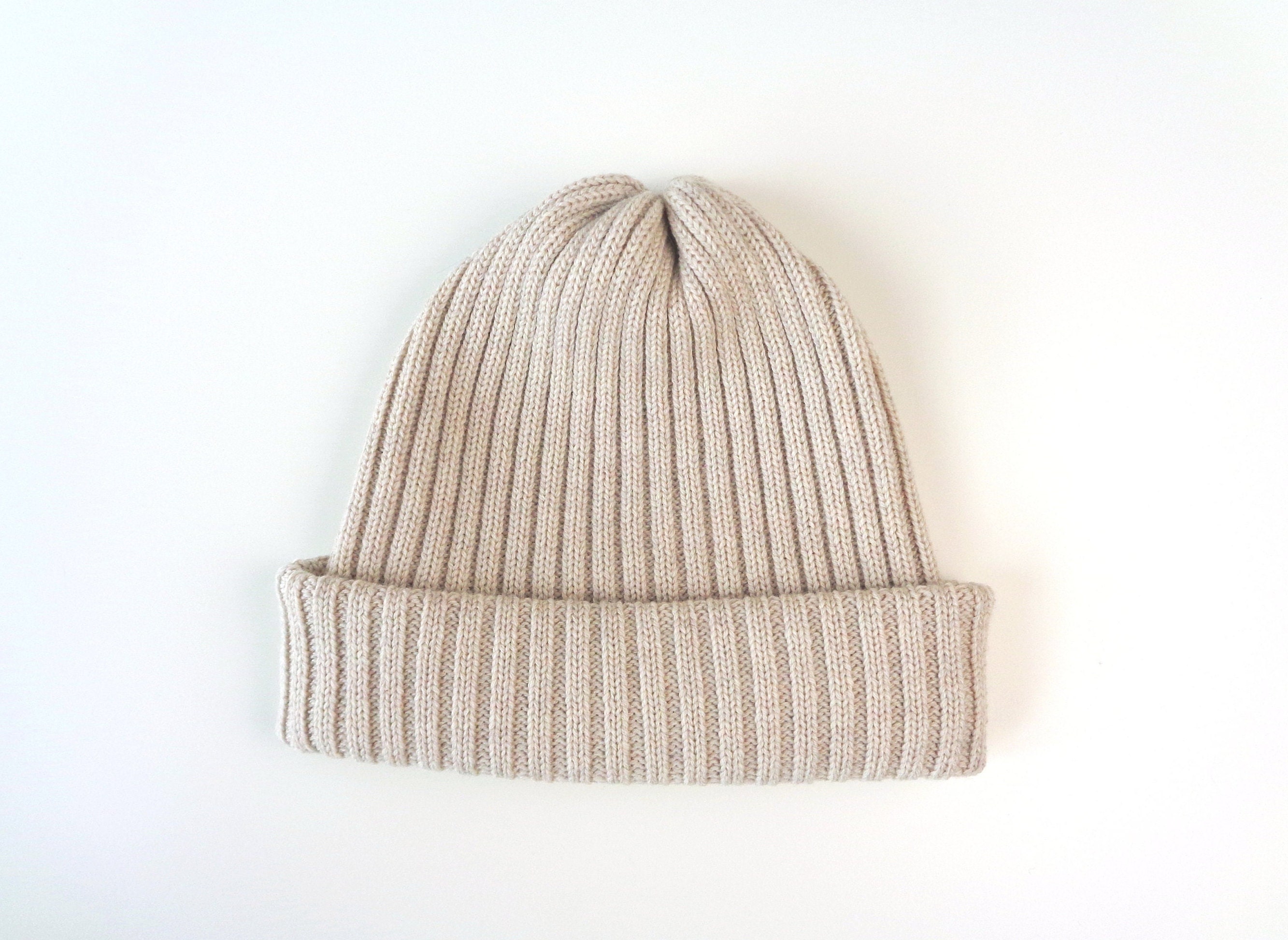 Light Beige Knit Beanie: Cashmere Merino Wool Slouchy Hat - Etsy display picture 2