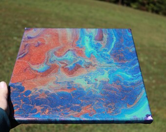 Copper Coastal ~ Acrylic Abstract Dutch Spin Pour