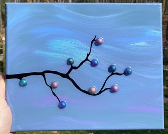 Winter Magic Series #2 ~ Acrylic Mixed Media Painting (Resin Painting, Color Shifting Half Beads, Great Gift, Kids' Room Decor)