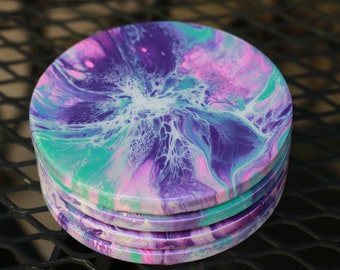 Cotton Candy Coasters ~ Abstract Acrylic Coasters