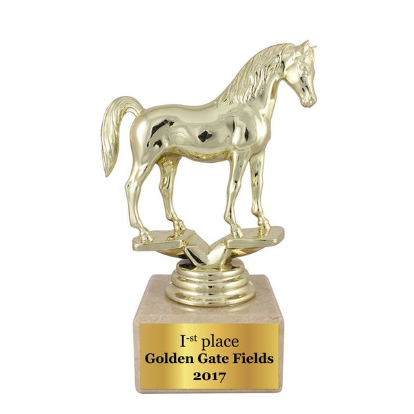 Prix des courses de chevaux personnalisées / Prix du cavalier de cheval, formulation libre, statue de réalisation pour le meilleur cheval, base Мarble