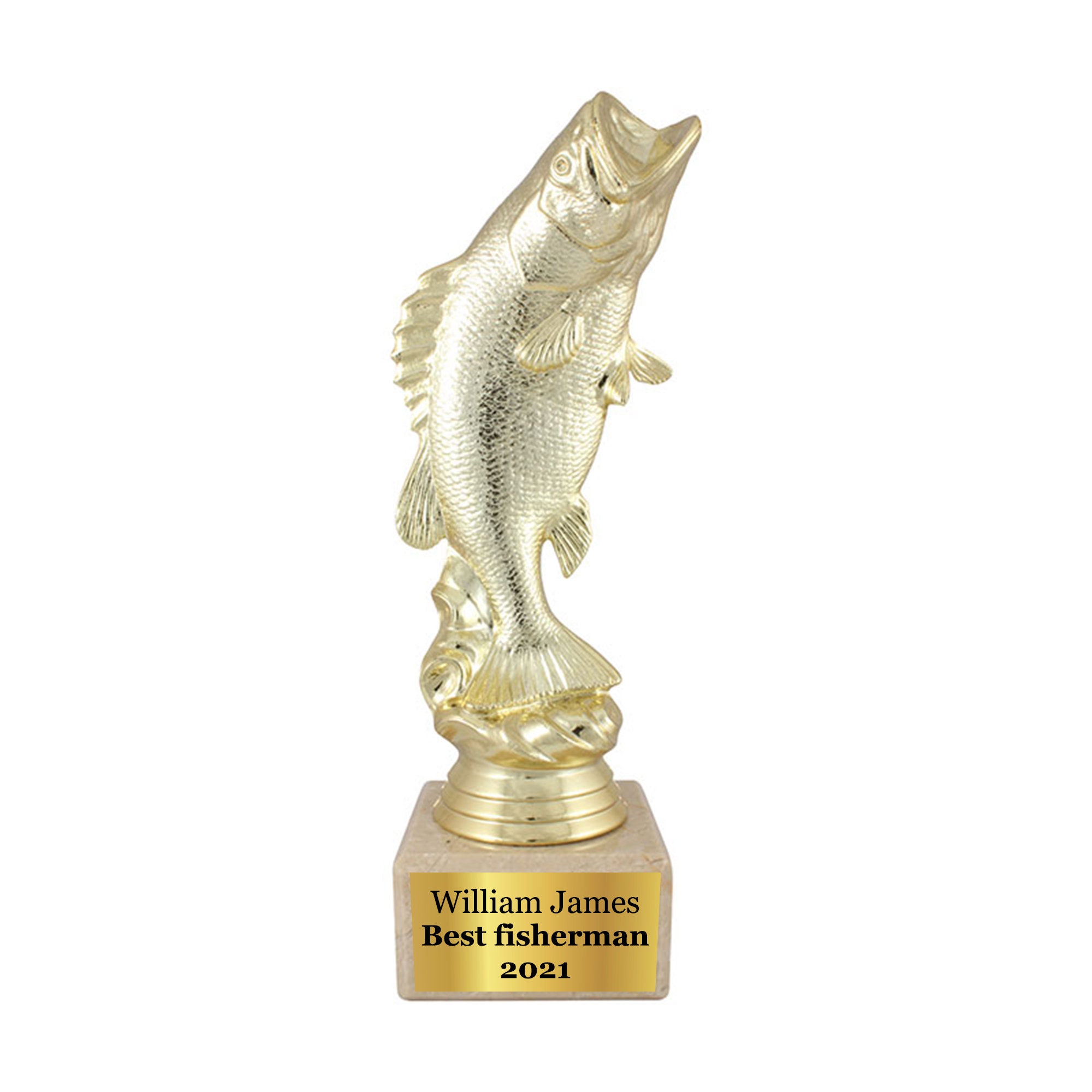 Personalized Fisherman Trophy Award, Customized With Your Text on
