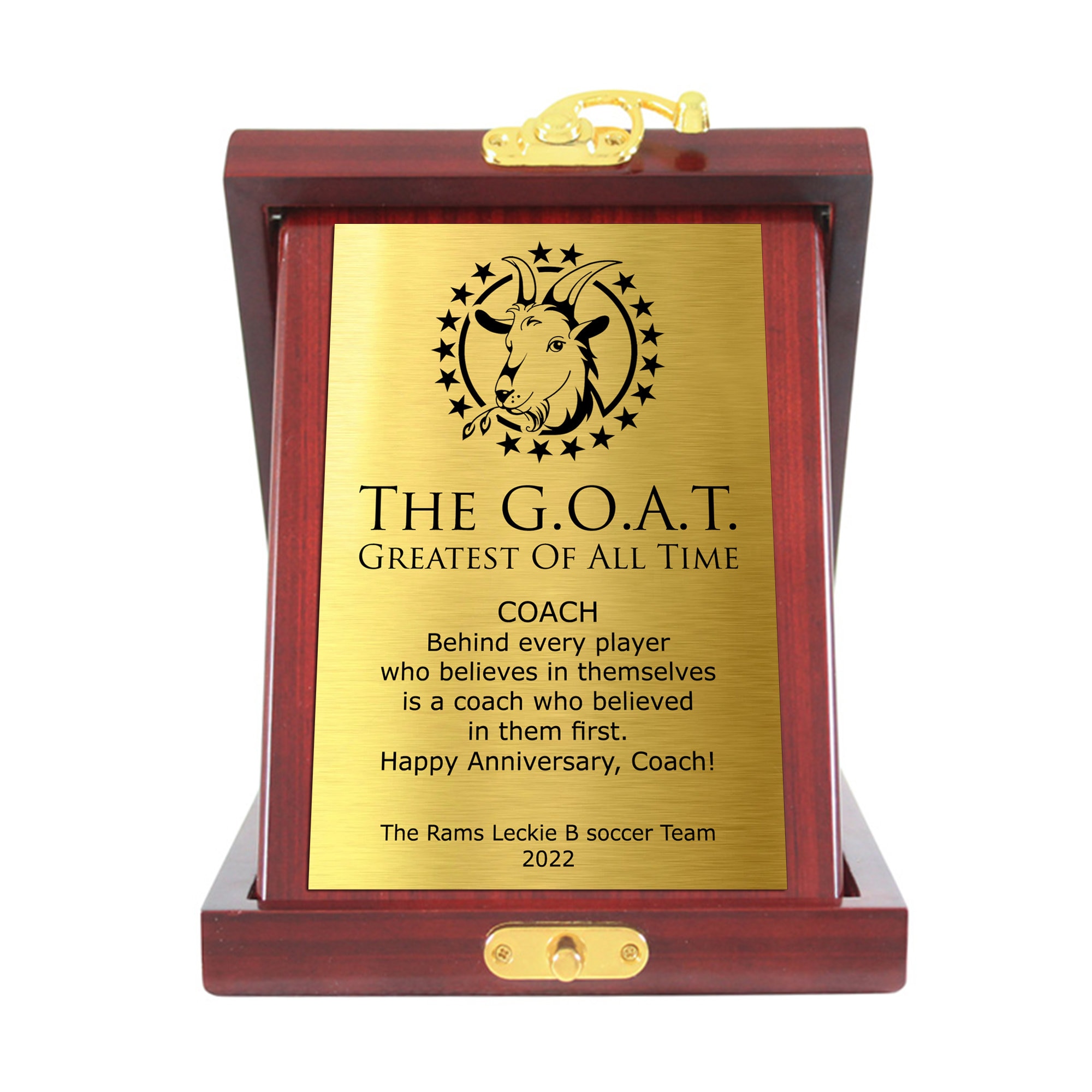 Customized G.O.A.T. Award / Greatest Of All Time Award, Golden Plaque, Free  Wording, Gift for Him/ Her, Gift For the Best Coach, Man, Woman