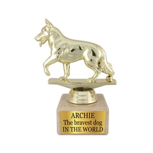 Customized TOP DOG Award / Prestige Dog Trophy, Free Wording, Achievement Statue For The bravest Dog, Gift for Dog Trainer, Marble base