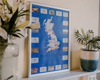 Premier League Football Stadiums Map, Christmas Gift, Father's Day Gift, Liverpool, Man Cave, Birthday Present, Gift for him
