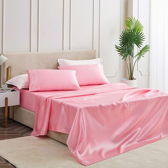 Pink Satin Queen Bed Sheets - Etsy