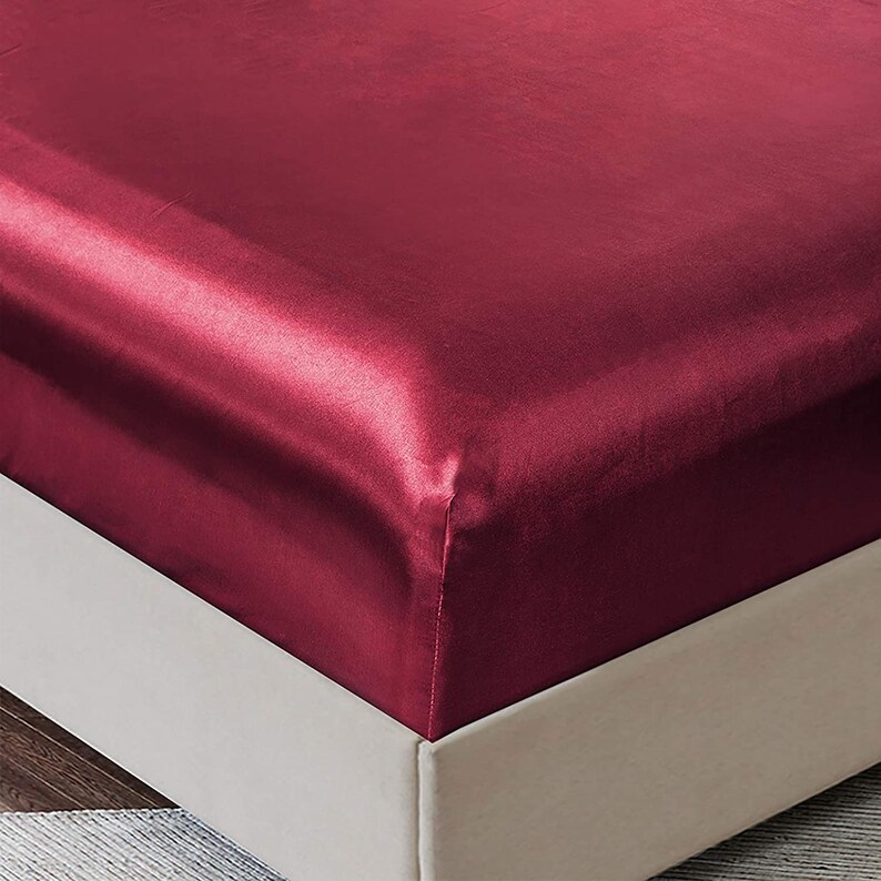Satin Sheets Queen Size Silky Soft Satin Bed Sheets Burgundy Etsy