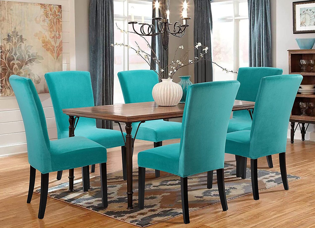 Teal Pattern Dining Room Chair Covers