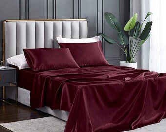 Silk Satin Sheets 4-piece King Satin 