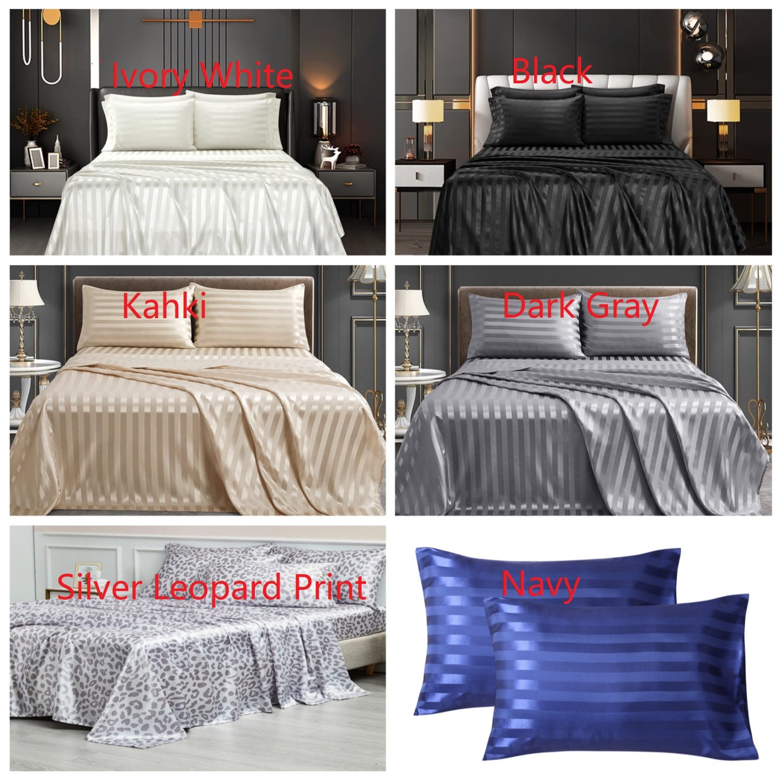 4pcs Satin Sheets Full Size Silk Satin Bedding Sheets Set With Etsy