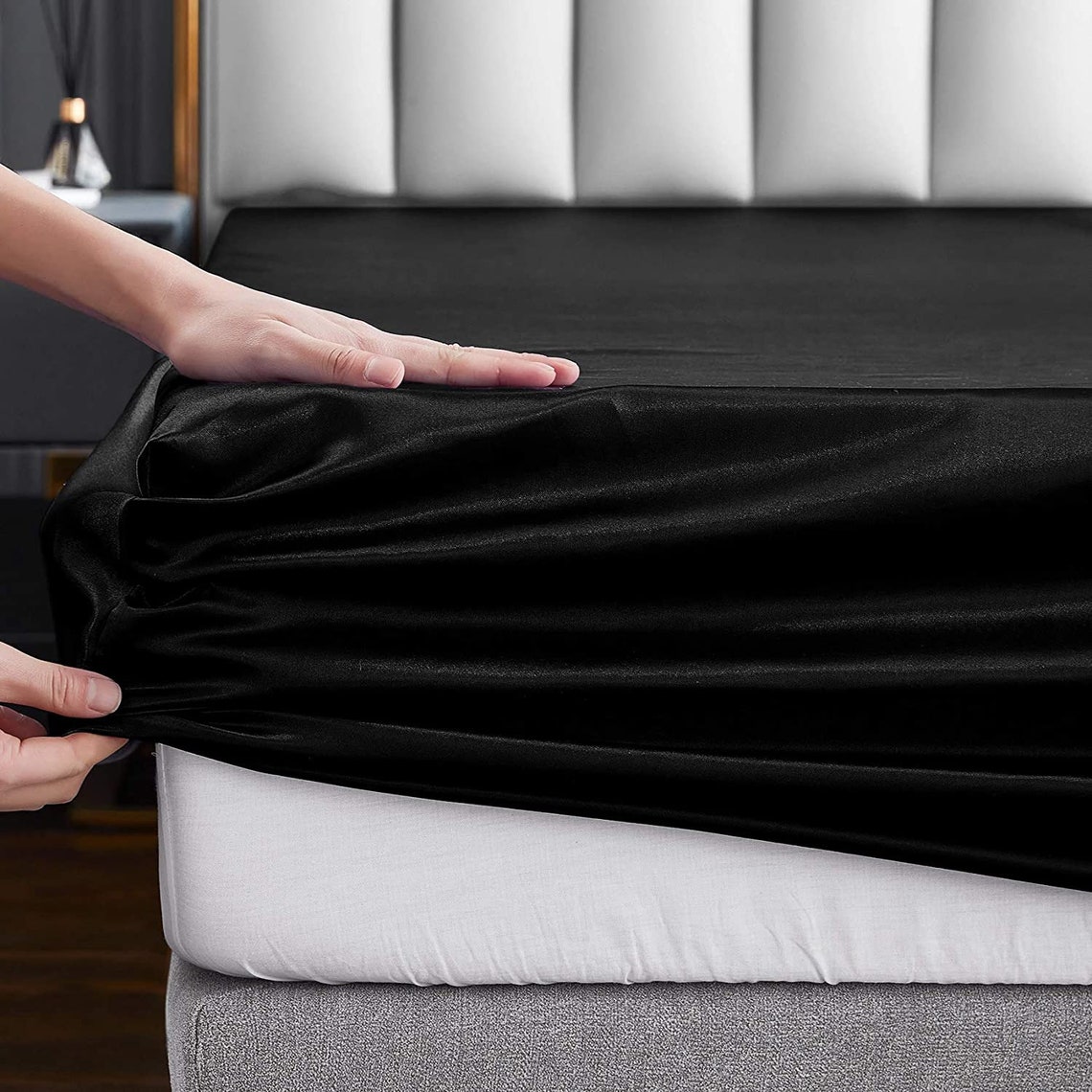 Satin Sheets Queen Size Silky Soft Satin Bed Sheets Black Etsy
