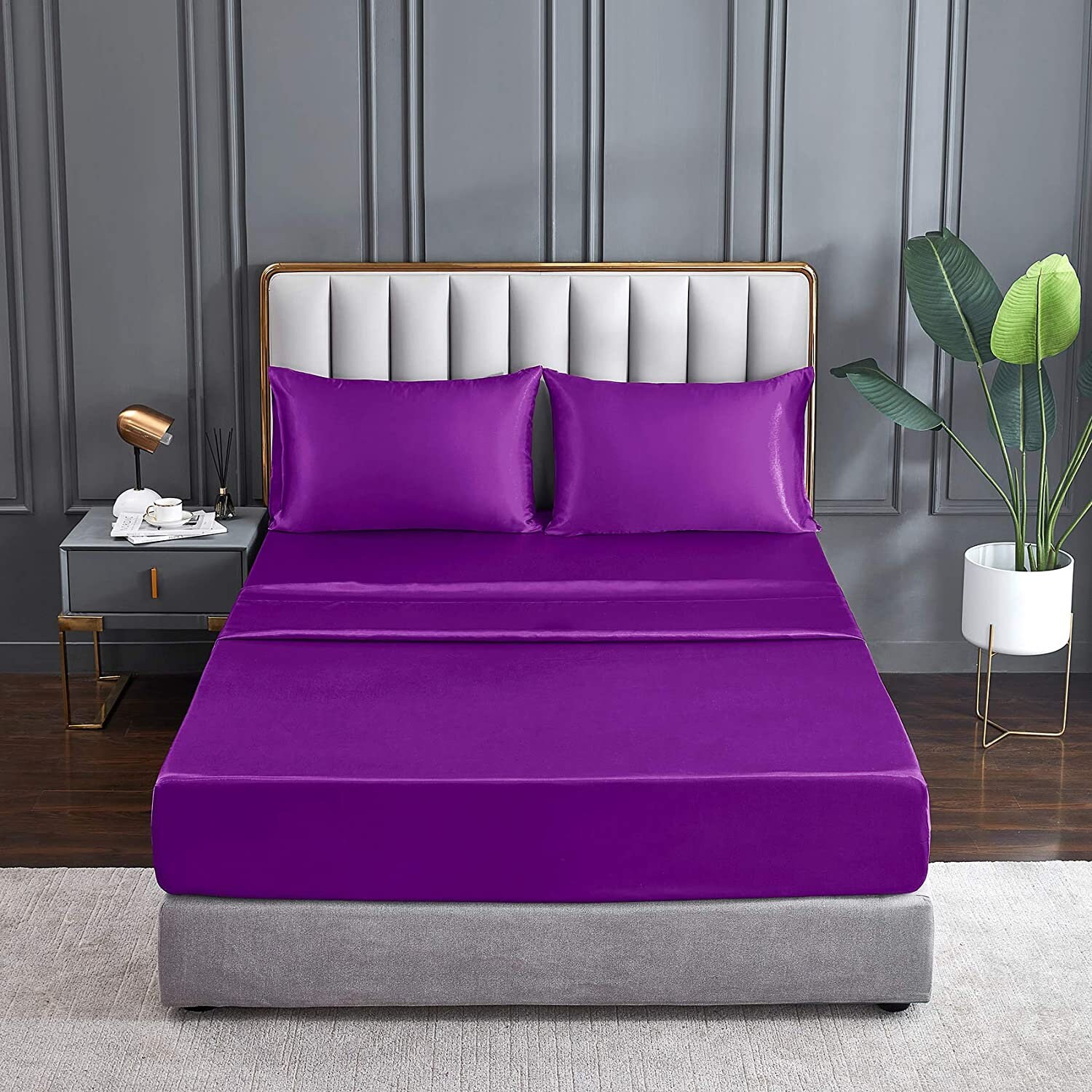 Satin Sheets Queen Size Silky Soft Satin Bed Sheets Burgundy | Etsy