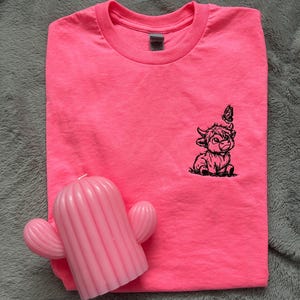 Embroidered Highland Cow T-Shirt: Western Crewneck or Hoodie