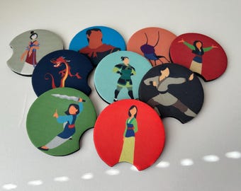 Op Mulan geïnspireerde auto-onderzetters (één set)