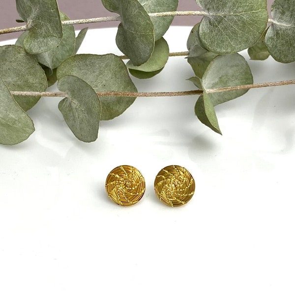 Ohrring Ohrstecker nachhaltig Goldgras 10mm | Goldgras Capim Dourado | handgefertigt| elegant| Ostern | Naturmaterial| Seltenheit| Geschenk