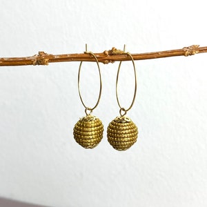 Hoop earrings gold gold grass Capim Dourado ball gold-colored natural trend summer gift idea | stainless steel gold-plated especially