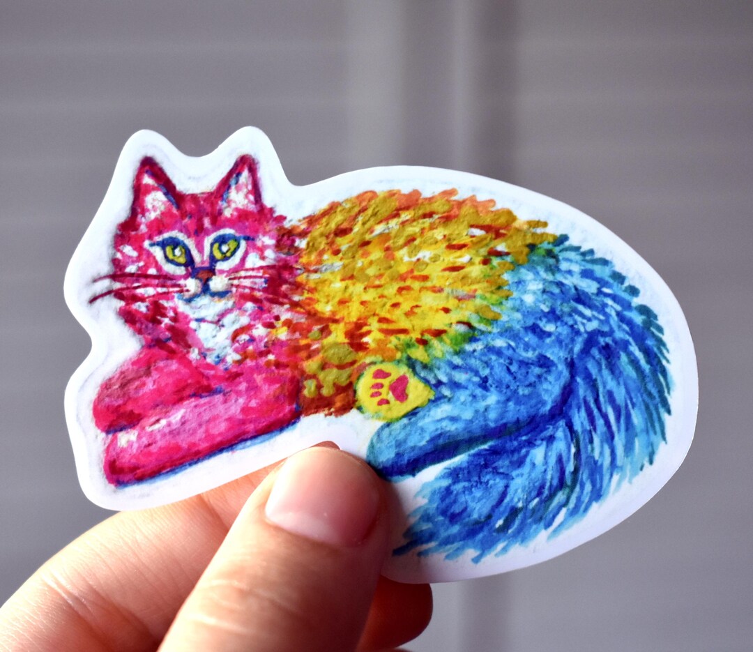 Pan Pride Flag Cat Sticker - Unique LGBT Pride Decal - Etsy