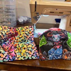 New designs!! D20 and dungeons and dragons fabrics for Bowl cozy, potholders