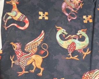 Telas de animales míticos para fundas para cuencos, agarraderas y soportes para cazuelas.