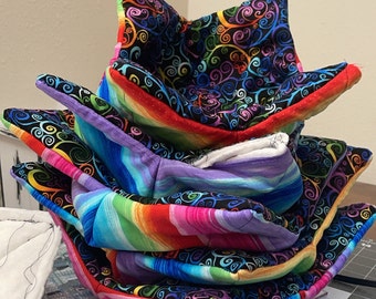 Funda para cuenco arcoíris: agarradera de tela ombré, apta para microondas