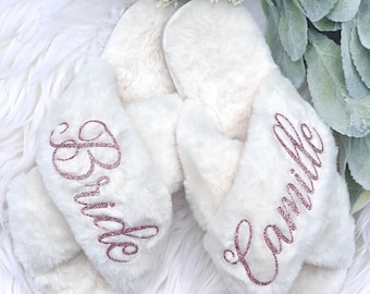 Personalized Bridal Slipper, Custom Bridesmaid Slippers, Bridal Shower, Wedding Gift, Customized Slippers, Bride Slippers, Gift for Her
