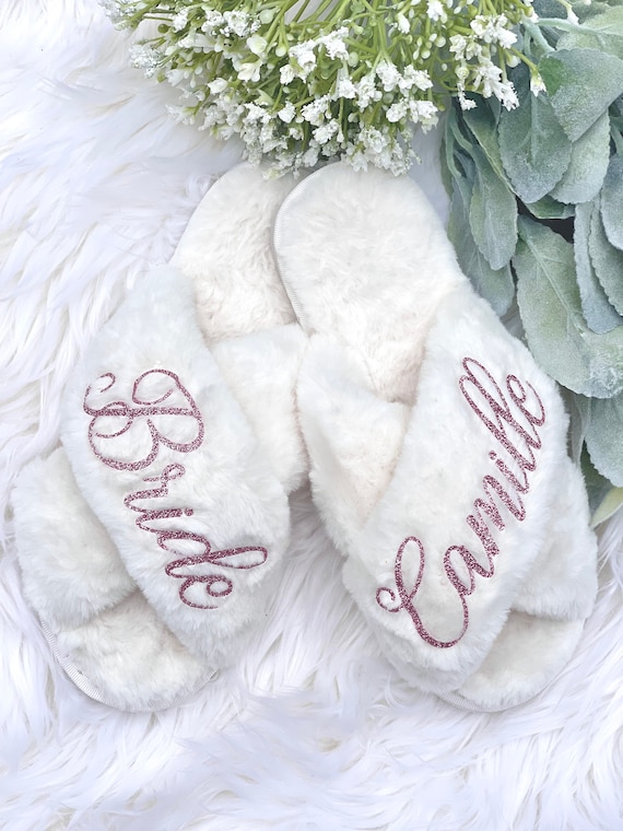 Personalized Bridal Slipper, Custom Bridesmaid Slippers, Bridal Shower, Wedding Gift, Customized Slippers, Bride Slippers, Gift for Her