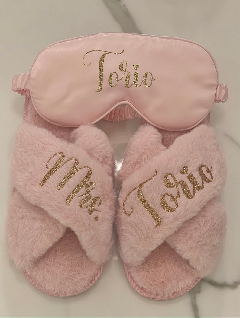 Custom Slippers Sleep Eye Mask Set Personalized Slippers Etsy