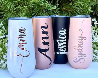 Custom Champagne Flutes Bridesmaid Gift, Bridesmaid Tumbler, Bridal Gift, Bachelorette Gift, Personalized Champagne Tumbler
