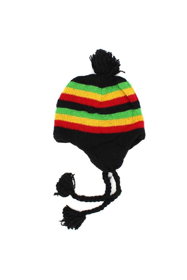 Rasta Stripe Earflap Winter Beanie Hat - Etsy display picture 2