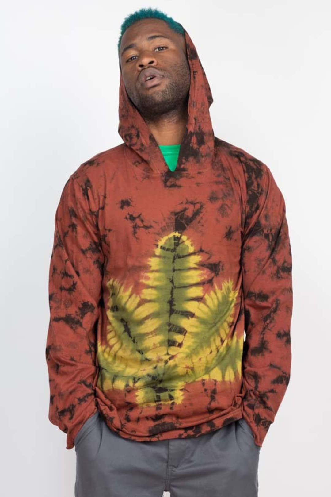 Cannabis Leaf Pullover Tie-dye Hoodie - Etsy