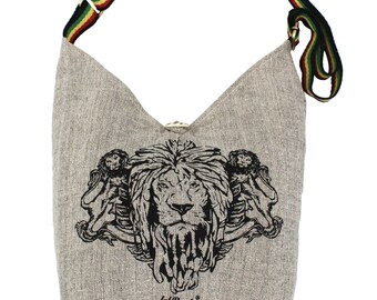 Sacoche Bandoulière Rasta House 'Lions Of Juda' - Coton Noir, Occasion, Style Reggae