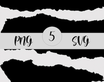 5 gerippte Papierhintergründe im SVG- und PNG-Format (600 dpi), schwarz