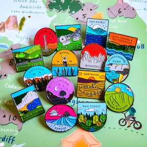 UK National Parks set of 15 enamel adventure pins (30% off bundle deal)