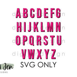Shadow Letters SVG, Double Layer Font Cut File, Instant svg, Cricut Design File, Silhouette Studio svg file, 3D Letters Digital Download