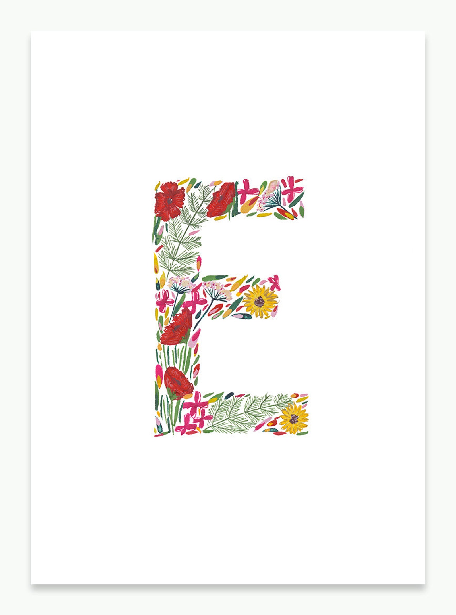 Letter 'E' 5x7inch Letter Print - Etsy