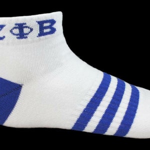 Zeta Phi Beta Sorority Multi-Color Ankle Socks-White/Blue