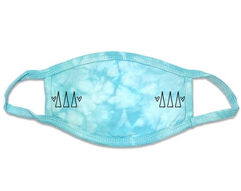 Delta Delta Delta Tri-Delta Sorority Tie-Dye Face Mask-Blue