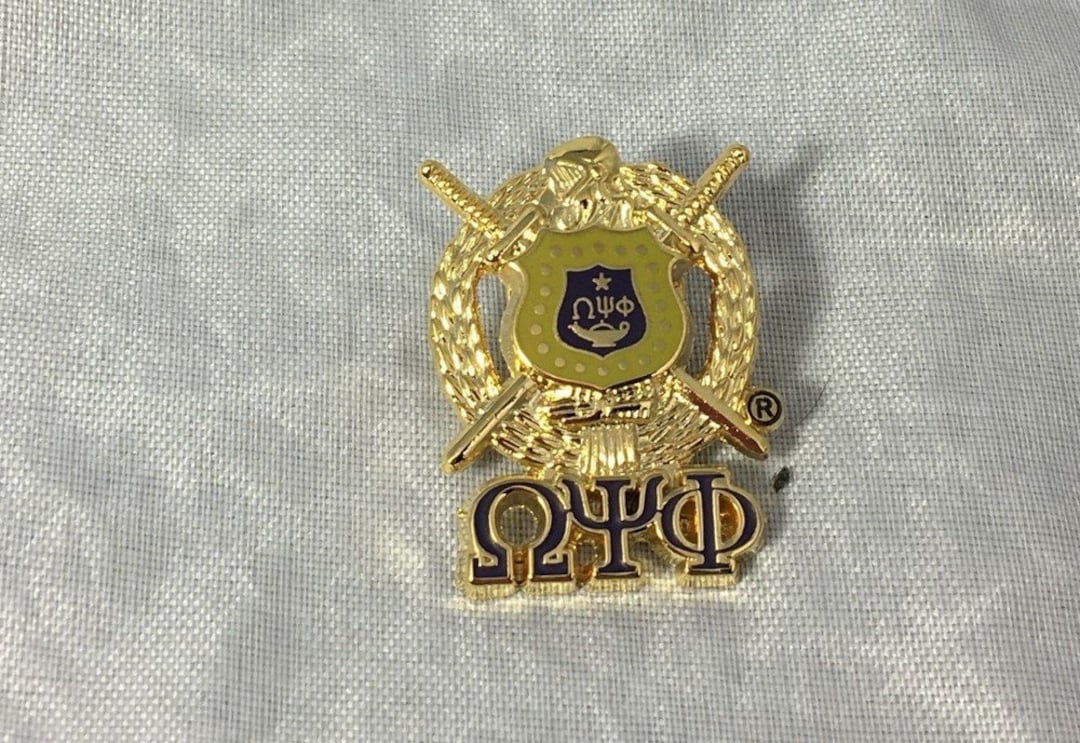 Omega Psi Phi Fraternity Crest With 3 Greek Letter Lapel Pin Etsy